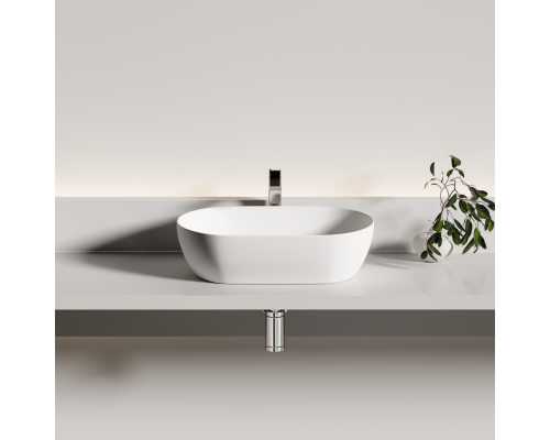 Раковина Ceramicanova Твист (Twist) накладная овальной формы 500x300x140 белый матовый