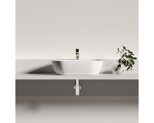 Раковина Ceramicanova Твист (Twist) накладная овальной формы 500x300x140 белый матовый