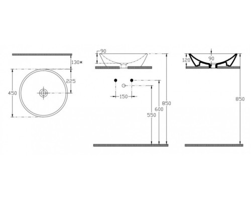 Раковина ISVEA SistemaY Soft накладная 450x450x120 белая с декором 10SY66045SV-CML