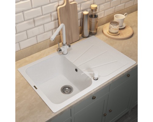 Кухонная мойка кварцевая Uperwood Quartz UPD-04-01, прямоугольная, белая