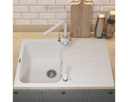 Кухонная мойка кварцевая Uperwood Quartz UPD-04-01, прямоугольная, белая
