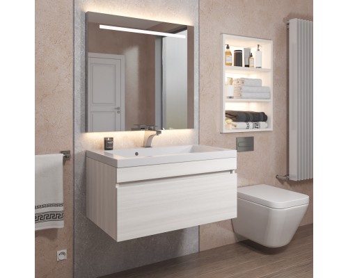 Тумба с раковиной подвесная Uperwood Eva 74х47,5х35,4 см, Дуб Харбор Белый