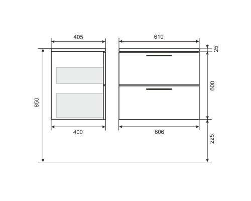 Тумба под раковину Uperwood Foster NEW 60 см, подвесная, черная