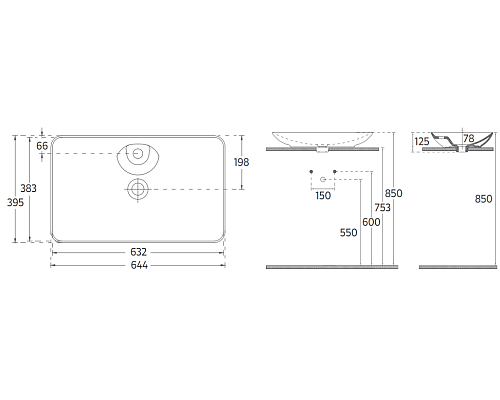 Раковина ISVEA SistemaY Clear накладная 644x395x125 бордовый матовый 10SY50065SV-2R