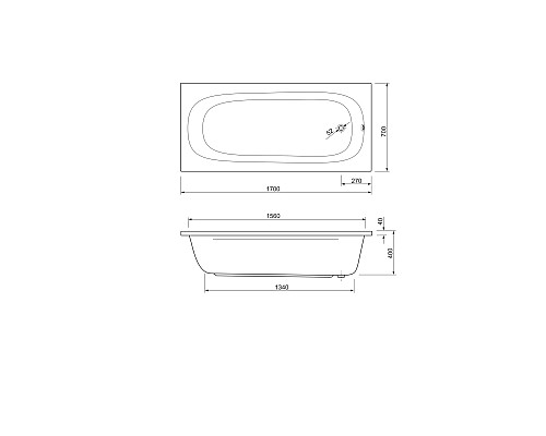 Акриловая ванна Cezares Piave 170x70 PIAVE-170-70-42-W37 без гидромассажа