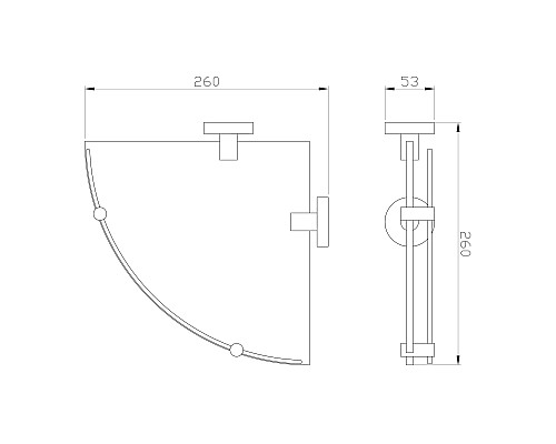 Стеклянная полка для ванной угловая Wonzon&Woghand, Хром