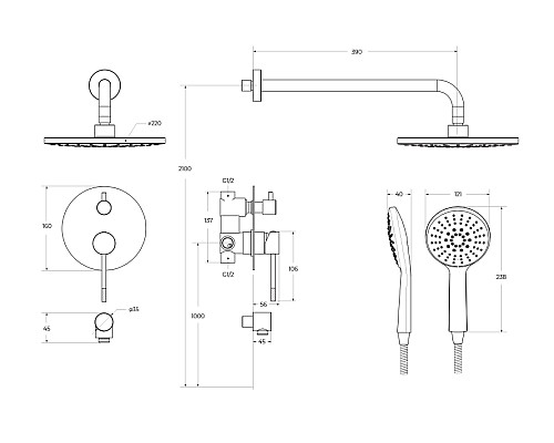Душевая система Cezares Relax RELAX-DSET-IN Сатин