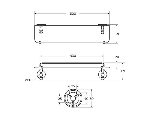 Стеклянная полка Art&Max Antic Crystal AM-E-2682SJ-Br Бронза
