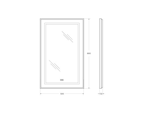 Зеркало BelBagno Kraft 50 SPC-KRAFT-500-800-LED-TCH-WARM с подсветкой Сатин с сенсорным выключателем и подогревом
