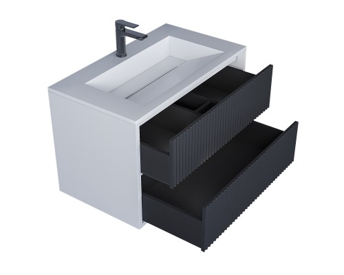Тумба с раковиной 80 см, Uperwood Next Premium, белая/графит, 2 ящика
