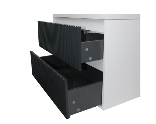 Тумба с раковиной 80 см, Uperwood Next Premium, белая/графит, 2 ящика