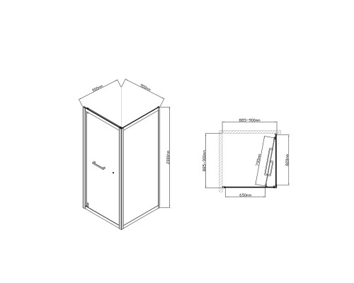 Душевой уголок с поворотной дверью Vincea Stile 900x900 Черный, арт