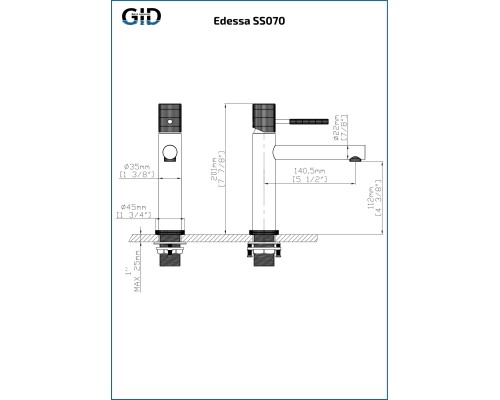 Смеситель для раковины Gid Edessa SS070-CH-K