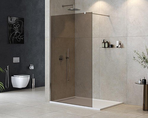 Душевая перегородка Cezares Liberta 120 LIBERTA-L-1-120-120-BR-Cr профиль Хром стекло бронзовое