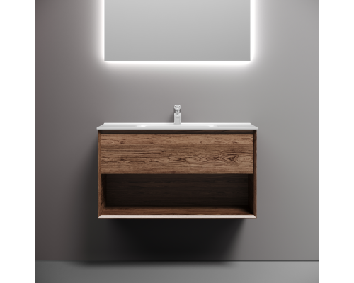 Тумба под раковину подвесная Sancos Marmi 1.0 89х44, с доводчиками, дуб чарльстон, MR1.090ECH