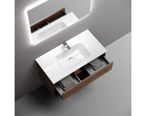 Тумба под раковину подвесная Sancos Marmi 1.0 89х44, с доводчиками, дуб чарльстон, MR1.090ECH