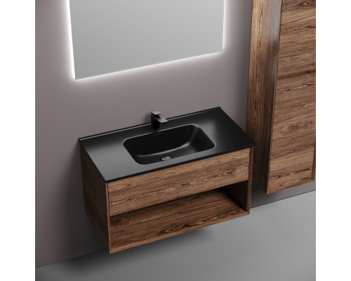 Тумба под раковину подвесная Sancos Marmi 1.0 89х44, с доводчиками, дуб чарльстон, MR1.090ECH