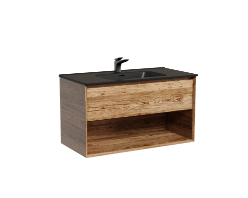 Тумба под раковину подвесная Sancos Marmi 1.0 89х44, с доводчиками, дуб чарльстон, MR1.090ECH