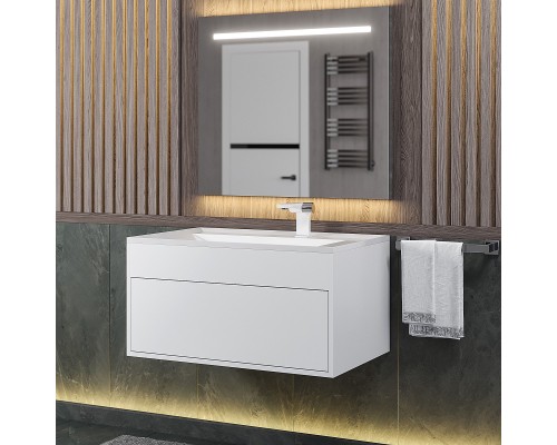 Тумба с раковиной подвесная Uperwood Lotus Premium 80х50х44 см, белая