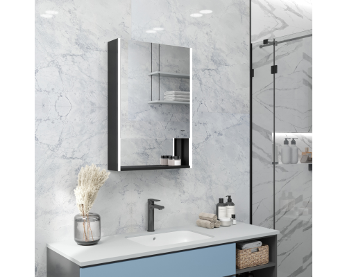 Зеркало-шкаф Reflection Box Black LED 600х800 RF2421BL	