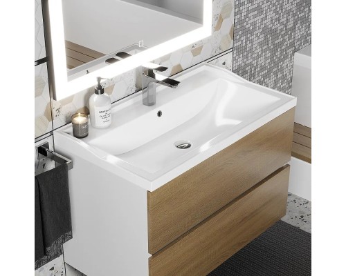 Раковина для ванной 80 см, Uperwood Family, белая глянцевая