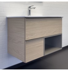 Тумба с раковиной для ванной Comforty Тургояк-75 дуб светлый 75E