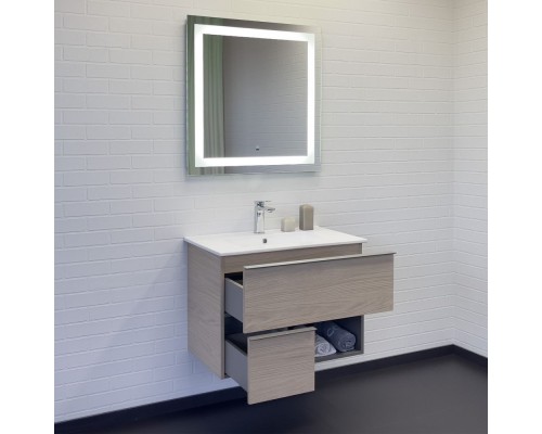 Тумба с раковиной для ванной Comforty Тургояк-75 дуб светлый 75E