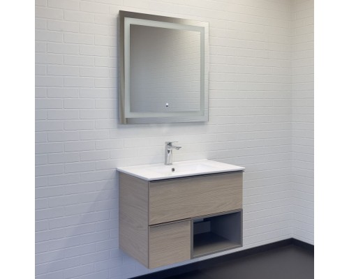 Тумба с раковиной для ванной Comforty Тургояк-75 дуб светлый 75E