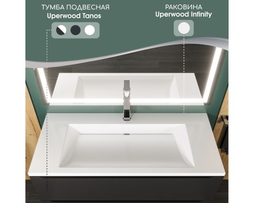 Раковина для ванной 100 см, Uperwood Infinity, белая глянцевая