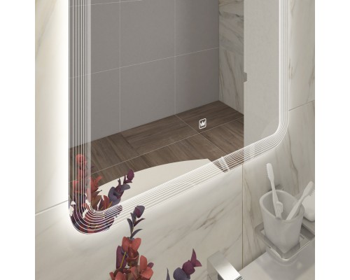 Зеркало Cezares Duet 70 CZR-SPC-DUET-700-800-LED-TCH с подсветкой с лазерной гравировкой и сенсорным выключателем