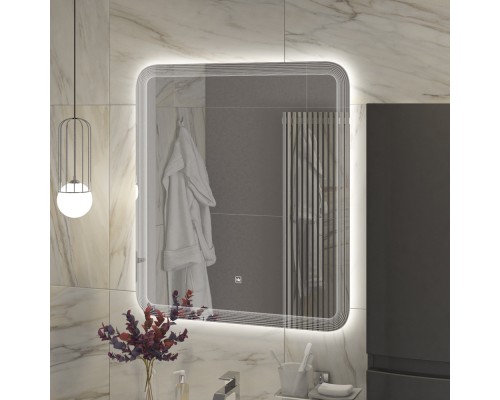 Зеркало Cezares Duet 70 CZR-SPC-DUET-700-800-LED-TCH с подсветкой с лазерной гравировкой и сенсорным выключателем