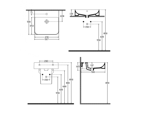 Раковина Isvea Sott'Aqua 51 см накладная белый 10SQ51051SV