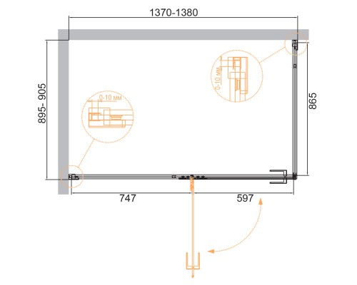 Душевой уголок Cezares Bellagio 140x90 BELLAGIO-AH-1-140/90-C-NERO профиль Черный матовый стекло прозрачное