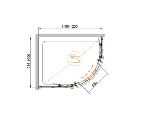 Душевой уголок Cezares Eco 120x100 ECO-O-RH-2-120/100-C-Cr профиль Хром стекло прозрачное