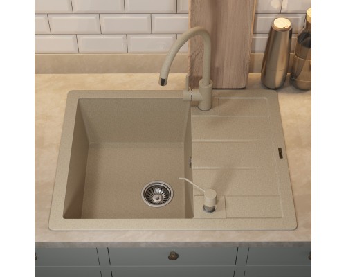Кухонная мойка кварцевая Uperwood Quartz UPD-03-02, прямоугольная, бежевая