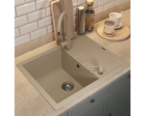 Кухонная мойка кварцевая Uperwood Quartz UPD-03-02, прямоугольная, бежевая