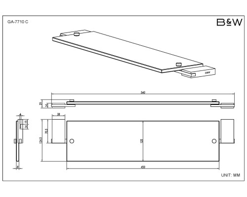 Набор аксессуаров Black&White Gravity, GA-7710C, для ванной комнаты, хром