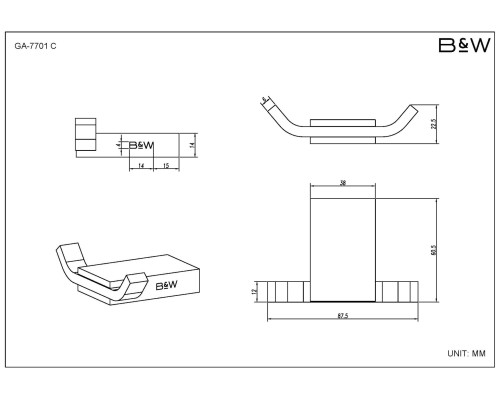 Набор аксессуаров Black&White Gravity, GA-7710C, для ванной комнаты, хром