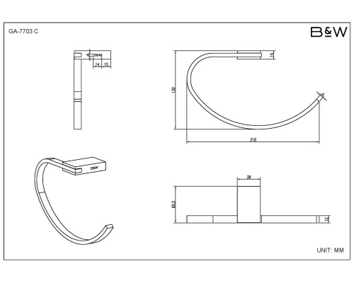 Набор аксессуаров Black&White Gravity, GA-7710C, для ванной комнаты, хром