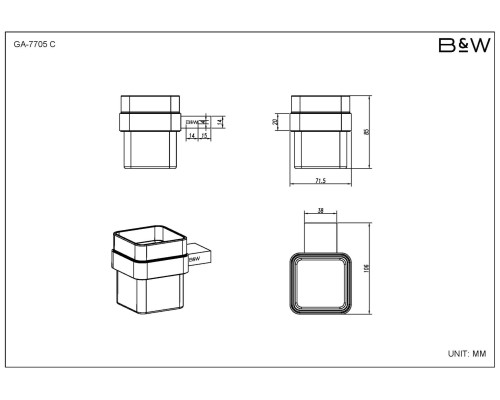 Набор аксессуаров Black&White Gravity, GA-7710C, для ванной комнаты, хром