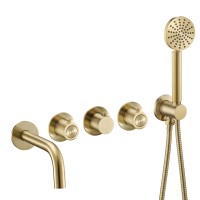 Смеситель термостатический для ванны встраиваемый Benesque Lumiere 11011404 латунь брашированная