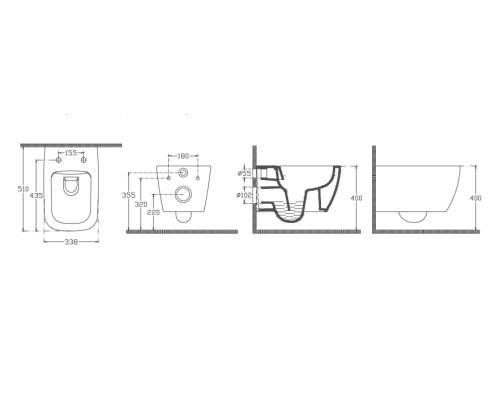 Унитаз ISVEA VEA Cubo подвесной 338x510x400 белый 10VA02001SV