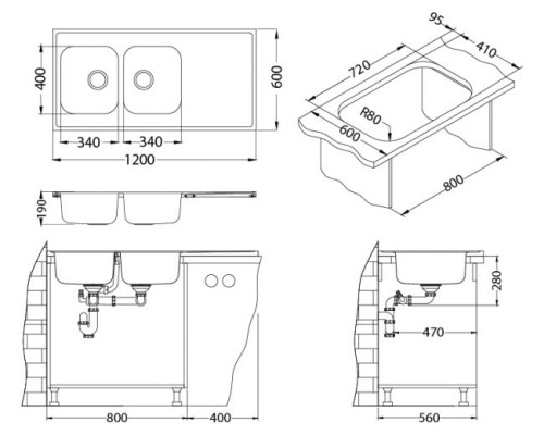 Мойка кухонная Alveus Classic Pro 100 SAT-90 1130474 нержавеющая сталь