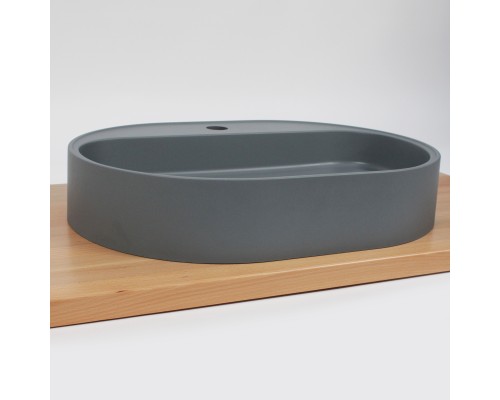 Раковина для ванной накладная 55 см, Uperwood Tanos Quartz, овальная, серая, "бетон"