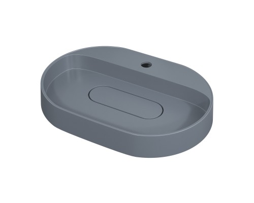 Раковина для ванной накладная 55 см, Uperwood Tanos Quartz, овальная, серая, "бетон"