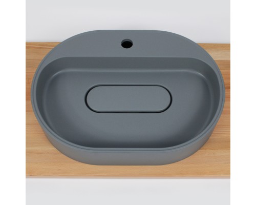 Раковина для ванной накладная 55 см, Uperwood Tanos Quartz, овальная, серая, "бетон"