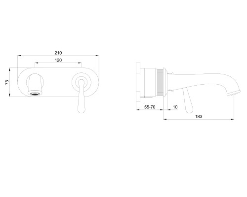 Смеситель для раковины встраиваемый Wonzon&Woghand, Хром