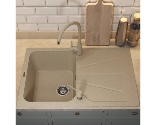 Кухонная мойка кварцевая Uperwood Quartz UPD-04-02, прямоугольная, бежевая