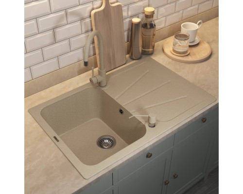 Кухонная мойка кварцевая Uperwood Quartz UPD-04-02, прямоугольная, бежевая