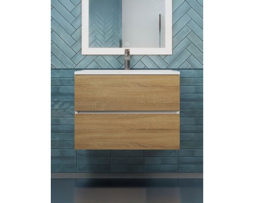 Тумба под раковину 70 см, Uperwood Barsa, белая/дуб сонома